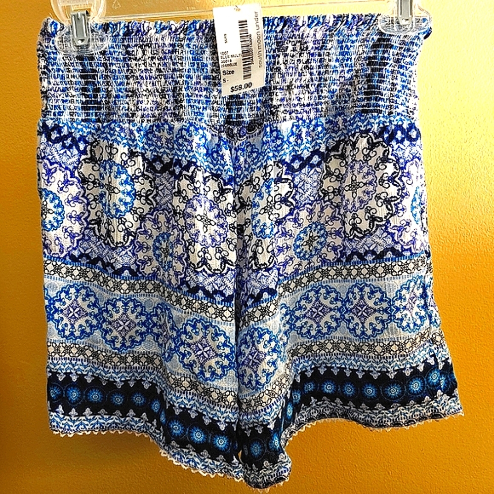 Skirt South Moon Boho Flower Under Skort Mod Blue Hipster